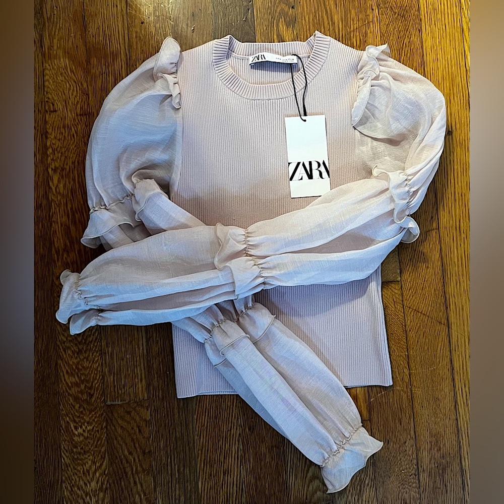 ZARA - Ruffle Organza Knit Top